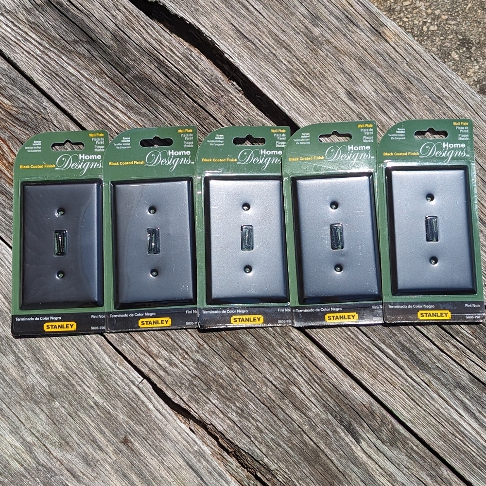 Stanley Black Metal Toggle Switch Plate Covers 5-pack